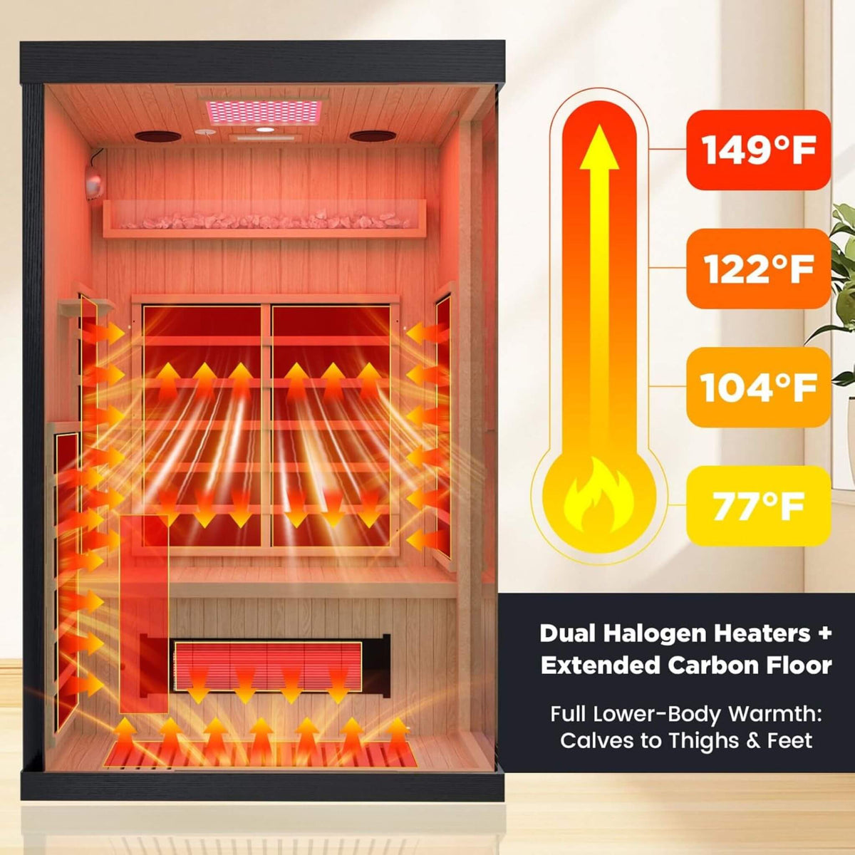 Pandora Premium 2-Person Infrared Sauna with Red Light & Himalayan Salt