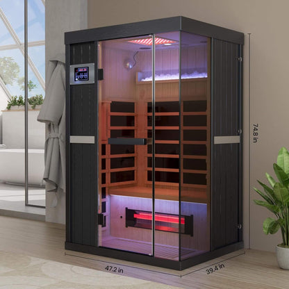 Pandora Premium 2-Person Infrared Sauna with Red Light & Himalayan Salt