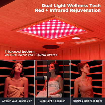 Pandora Premium 2-Person Infrared Sauna with Red Light & Himalayan Salt
