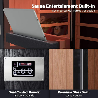 Pandora Premium 2-Person Infrared Sauna with Red Light & Himalayan Salt