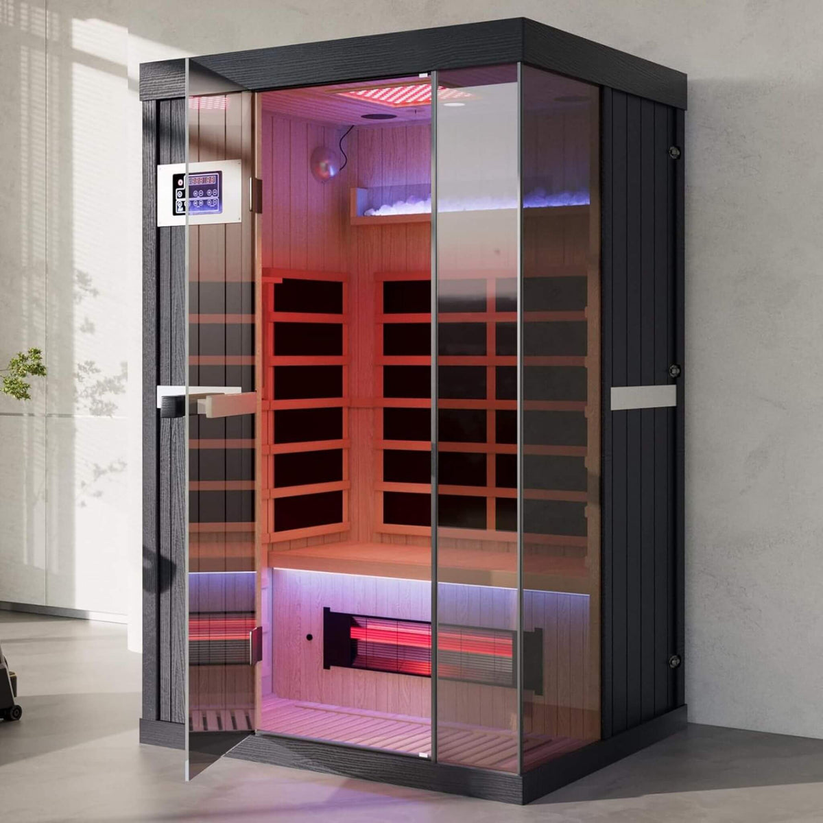 Pandora Premium 2-Person Infrared Sauna with Red Light & Himalayan Salt
