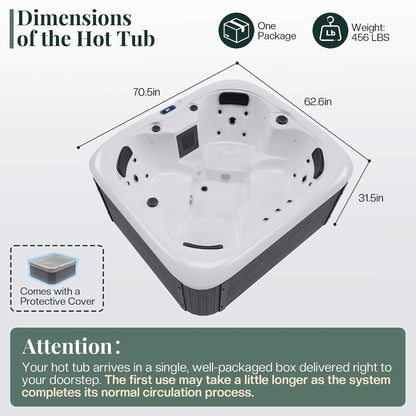 Premium 4-Person Outdoor Hot Tub with 23 Stainless Steel Jets