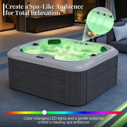 Premium 4-Person Outdoor Hot Tub with 23 Stainless Steel Jets