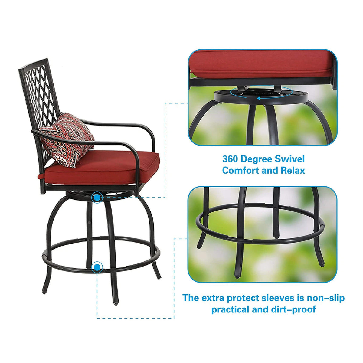 Premium 6-Piece Bar Patio Furniture Set With Umbrella, Swivel Chairs, And Cushions (SAK90375)