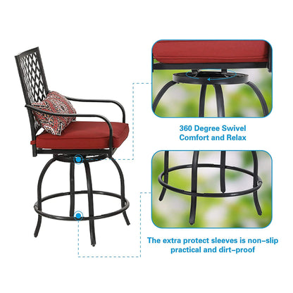 Premium 6-Piece Bar Patio Furniture Set With Umbrella, Swivel Chairs, And Cushions (SAK90375)
