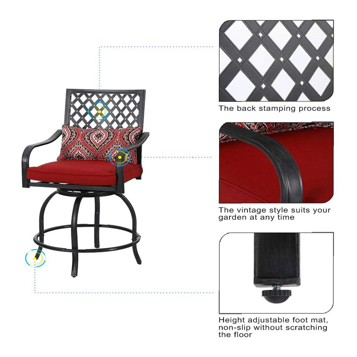 Premium 6-Piece Bar Patio Furniture Set With Umbrella, Swivel Chairs, And Cushions (SAK90375)