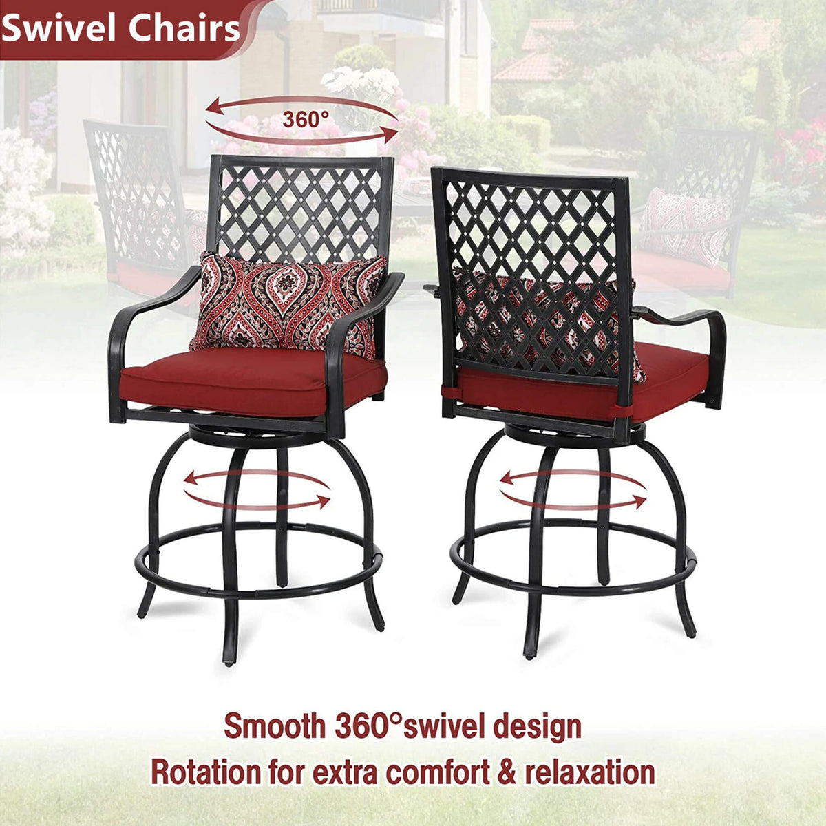 Premium 6-Piece Bar Patio Furniture Set With Umbrella, Swivel Chairs, And Cushions (SAK90375)