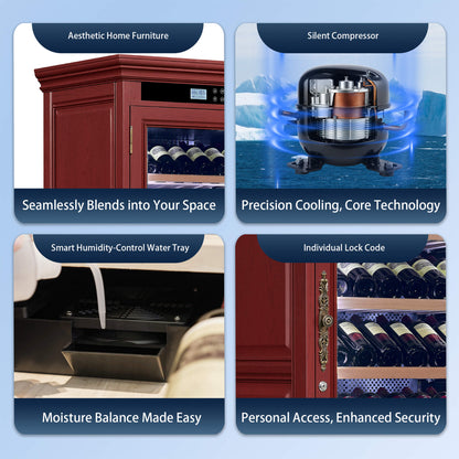 69-Bottle Wooden Wine Cooler Cabinet With Built-In Storage (SAK17539)