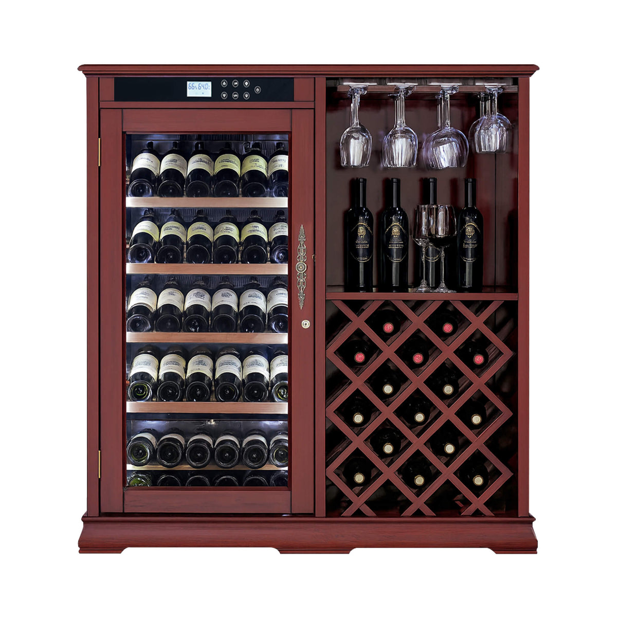 69-Bottle Wooden Wine Cooler Cabinet With Built-In Storage (SAK17539)