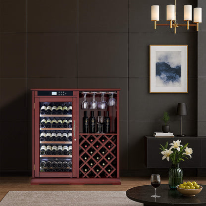69-Bottle Wooden Wine Cooler Cabinet With Built-In Storage (SAK17539)
