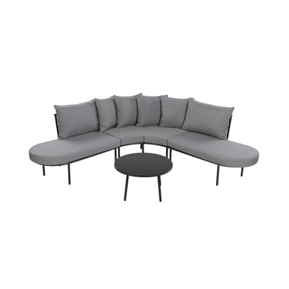 Premium Half-Moon 6-Person Curved All-Weather Outdoor Furniture Sofa Patio Set With Coffee Table And Cushions (SAK76332)