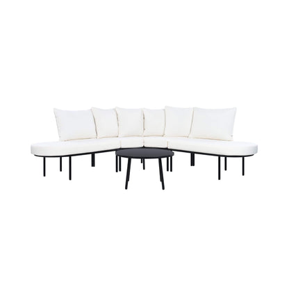 Premium Half-Moon 6-Person Curved All-Weather Outdoor Furniture Sofa Patio Set With Coffee Table And Cushions (SAK76332)