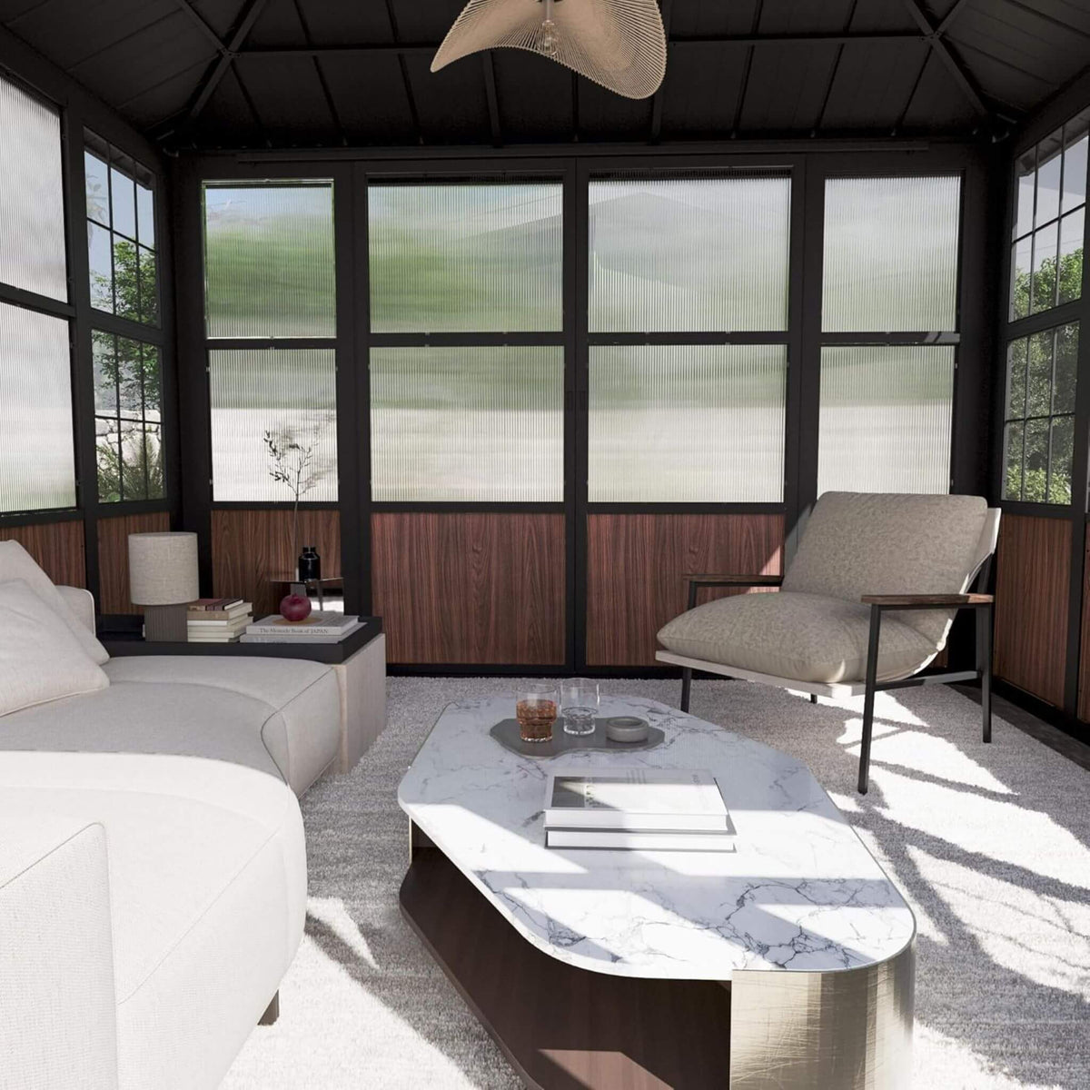 Grandview Premium Hardtop Aluminum Sunroom Solarium With TV Mount And Sliding Doors (SAK60439)