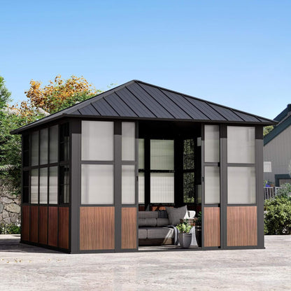 Grandview Premium Hardtop Aluminum Sunroom Solarium With TV Mount And Sliding Doors (SAK60439)