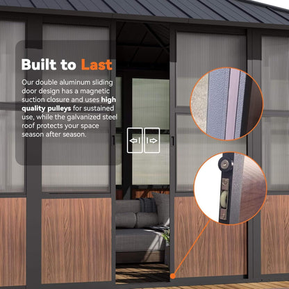 Grandview Premium Hardtop Aluminum Sunroom Solarium With TV Mount And Sliding Doors (SAK60439)