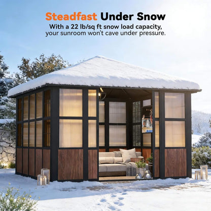 Grandview Premium Hardtop Aluminum Sunroom Solarium With TV Mount And Sliding Doors (SAK60439)