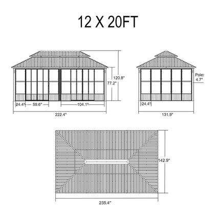 Prestige Premium Hardtop Double Top Outdoor Patio Solarium Sunroom (SAK43078)