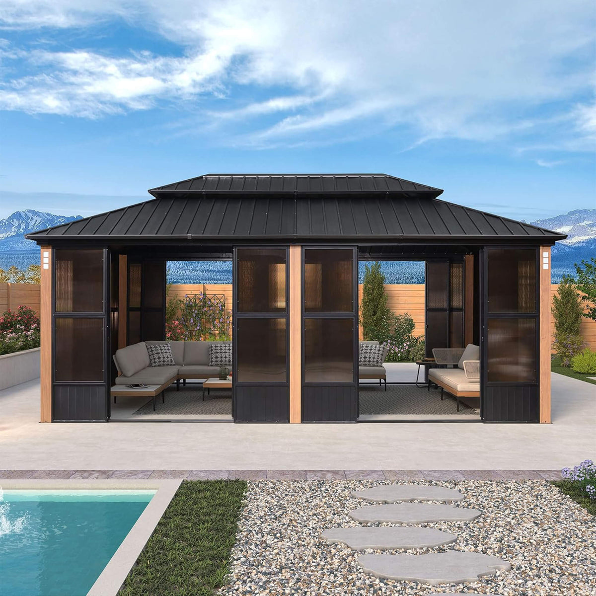 Prestige Premium Hardtop Double Top Outdoor Patio Solarium Sunroom (SAK43078)