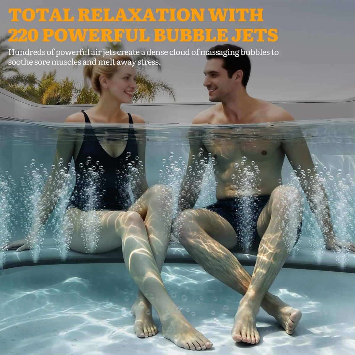 Premium 85-Inch 8-Person Portable Inflatable Hot Tub with Massage Jets