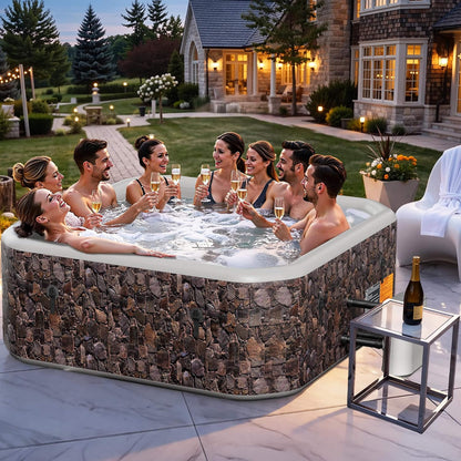 Premium 85-Inch 8-Person Portable Inflatable Hot Tub with Massage Jets