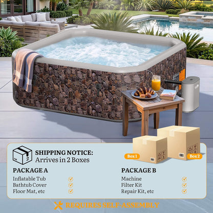Premium 85-Inch 8-Person Portable Inflatable Hot Tub with Massage Jets