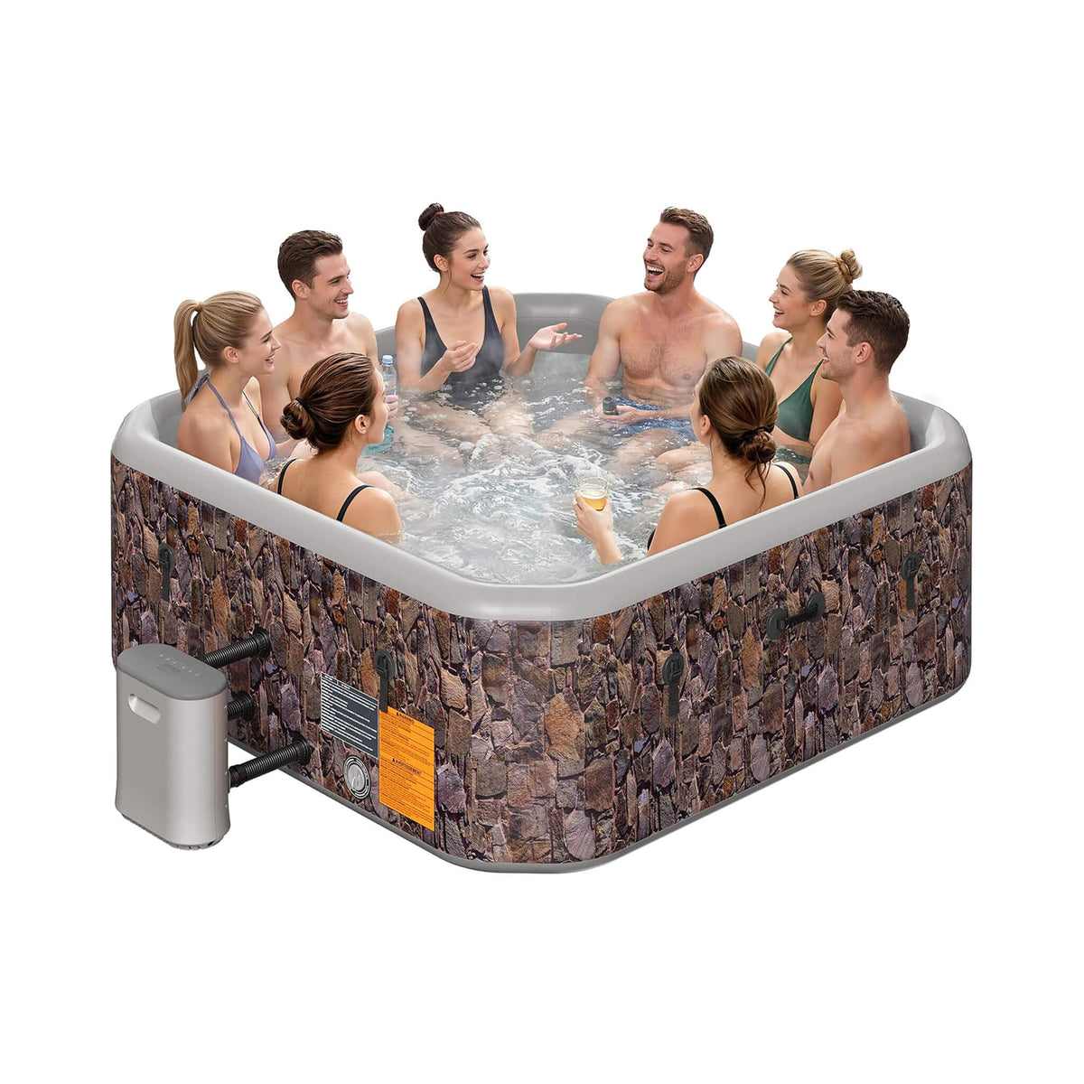 Premium 85-Inch 8-Person Portable Inflatable Hot Tub with Massage Jets