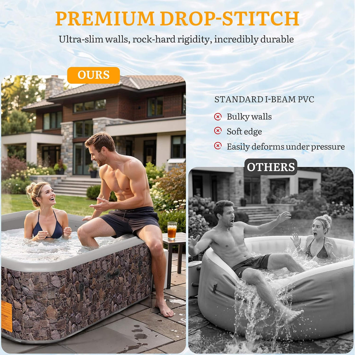 Premium 85-Inch 8-Person Portable Inflatable Hot Tub with Massage Jets