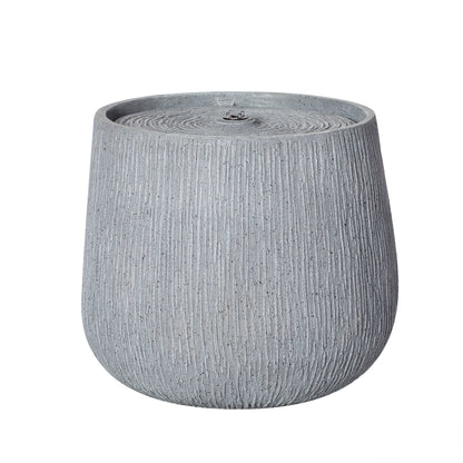 Resin Bubbler Fountain Outdoor Rippled Drum