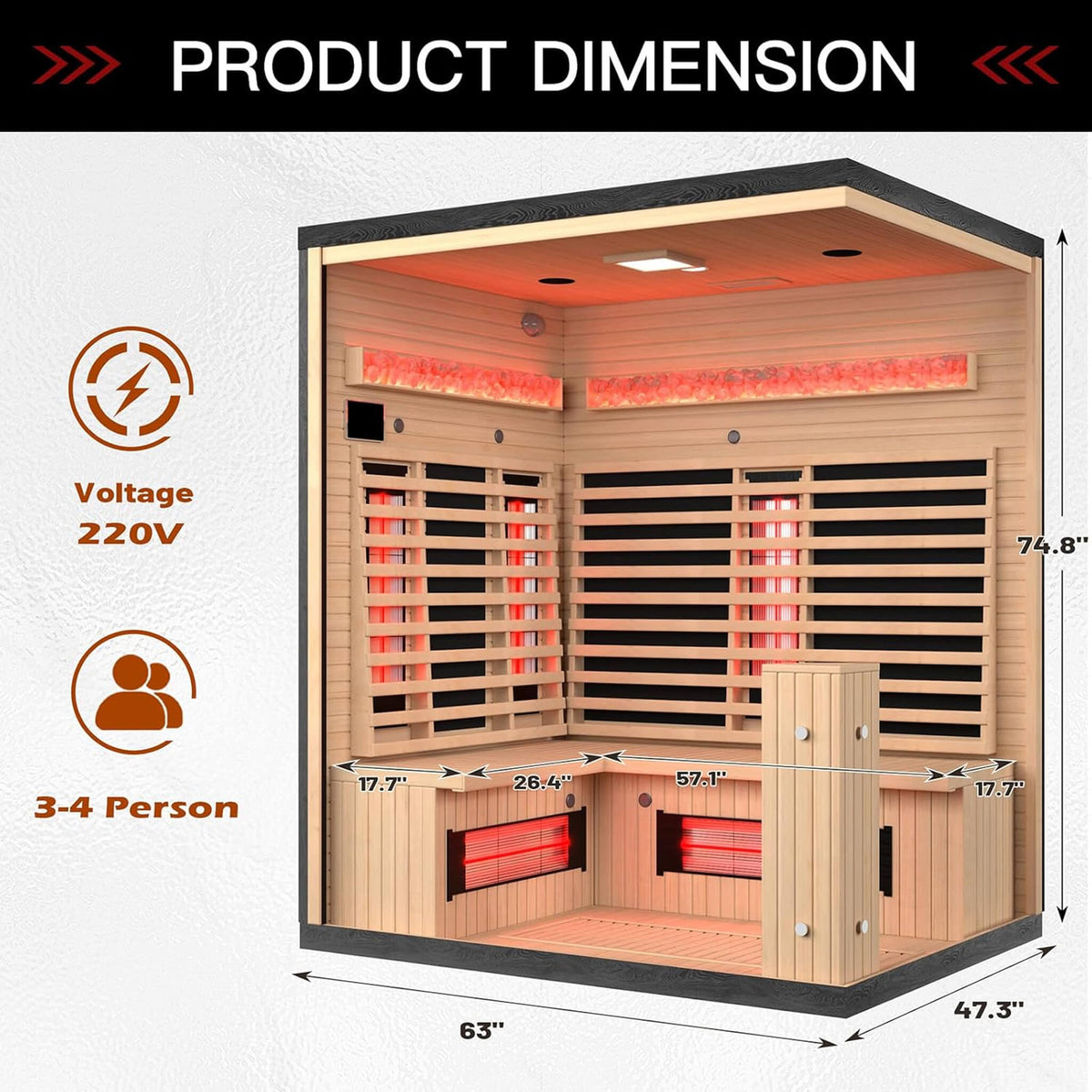 Ember 4-Person Full-Spectrum Infrared Sauna with Himalayan Salt Panels