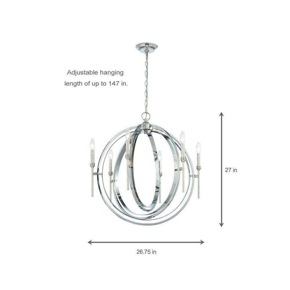 Rondure 6-Light Polished Nickel Chandelier