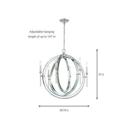 Rondure 6-Light Polished Nickel Chandelier