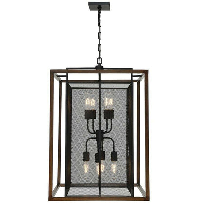 Rio Lobo 8-Light Pendant – Dark Oak and Black