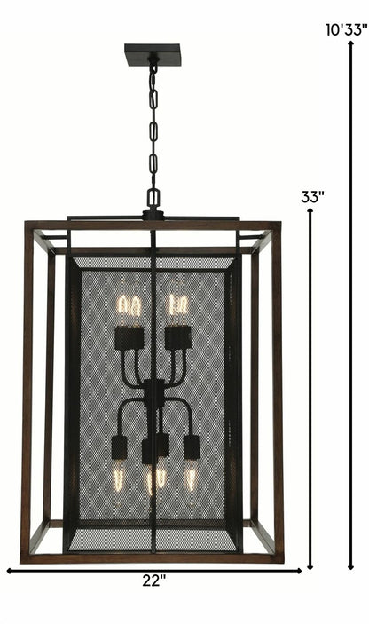 Rio Lobo 8-Light Pendant – Dark Oak and Black