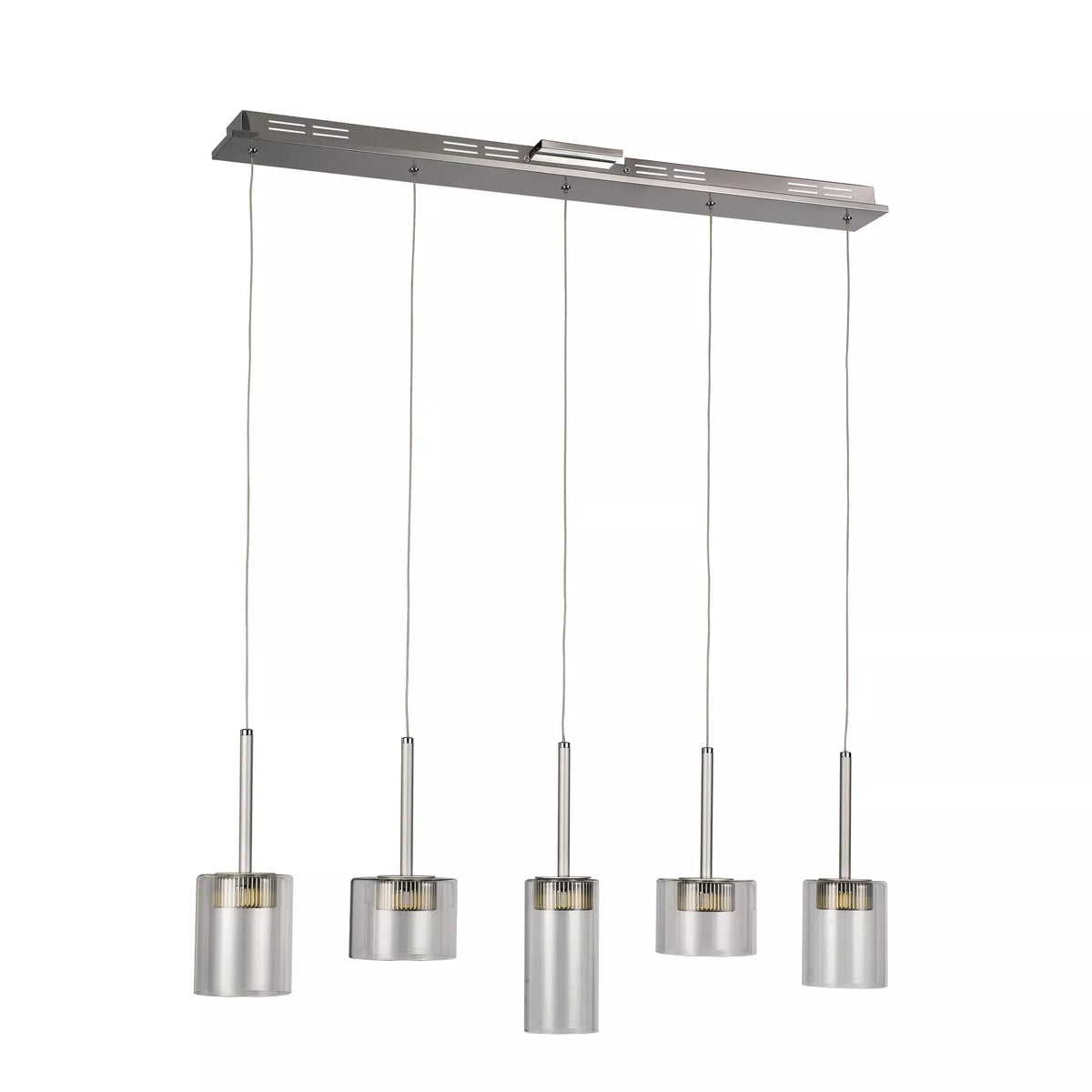 5-Light Polished Chrome LED Island Pendant with Clear Glass