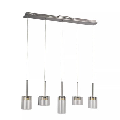 5-Light Polished Chrome LED Island Pendant with Clear Glass