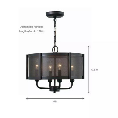 Xena 4-Light Drum Chandelier – 16-Inch Wide