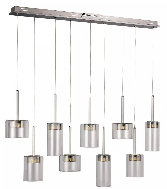 9-Light Polished Chrome LED Island Pendant with Clear Glass