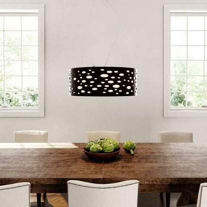 Mokala 3-Light Mahogany Finish Drum Pendant