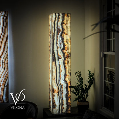 Large Sahara Onyx Square Floor Lamp – 63" Tall