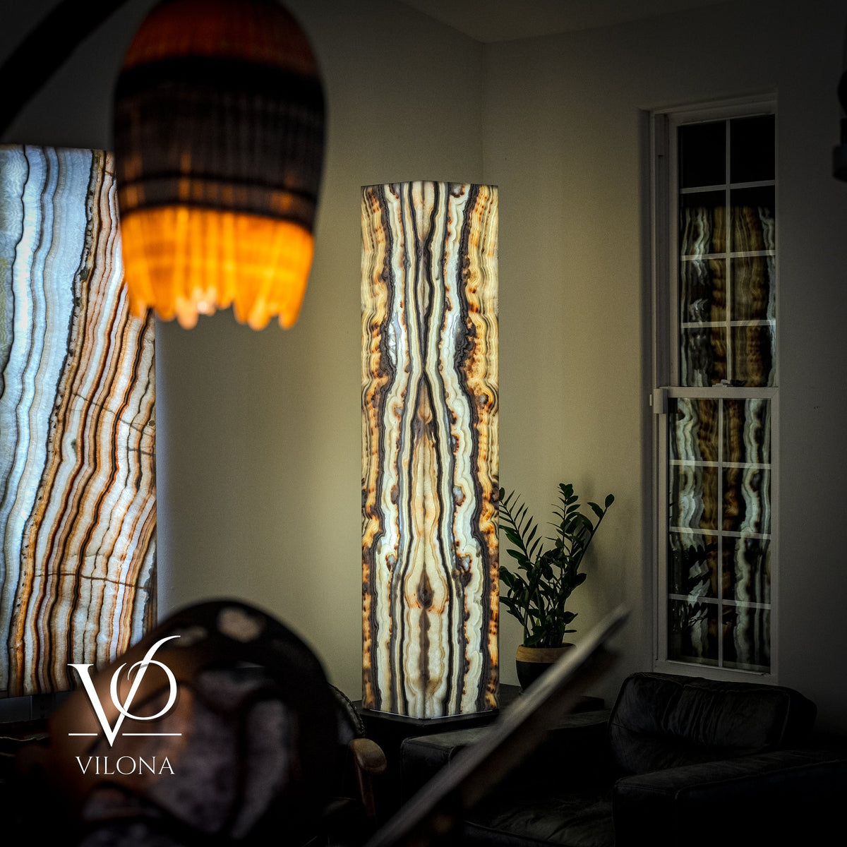 Large Sahara Onyx Square Floor Lamp – 63" Tall