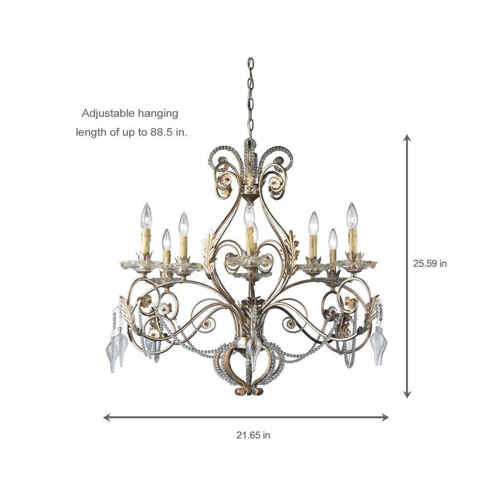 Allure 8-Light Silver and Gold Hanging Chandelier