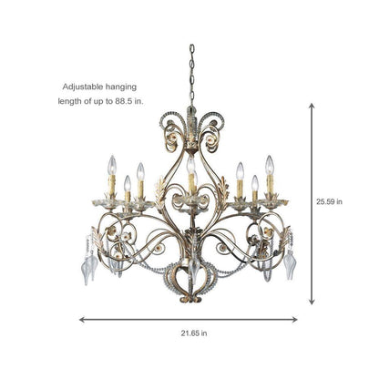 Allure 8-Light Silver and Gold Hanging Chandelier