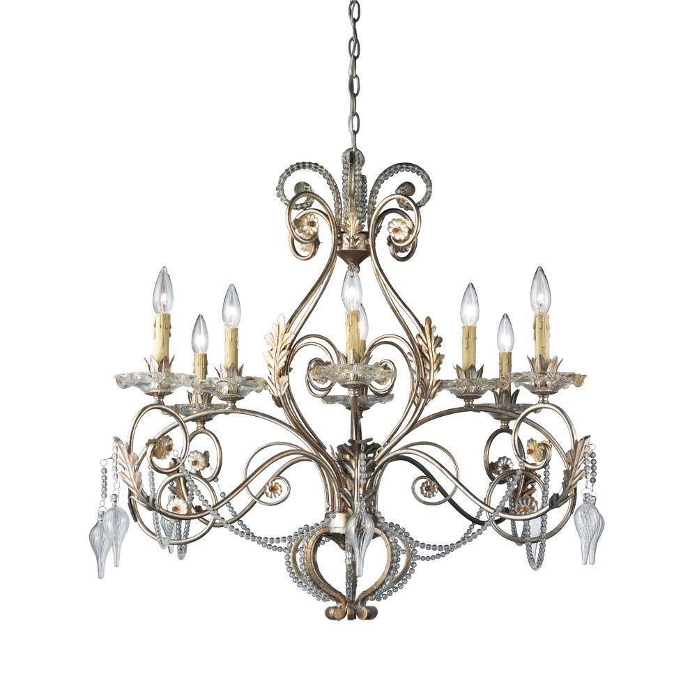 Allure 8-Light Silver and Gold Hanging Chandelier