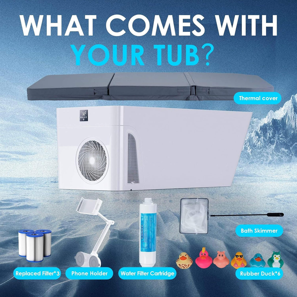 Smart 1-Piece Freestanding Cold Plunge Tub with Integrated Water Chiller