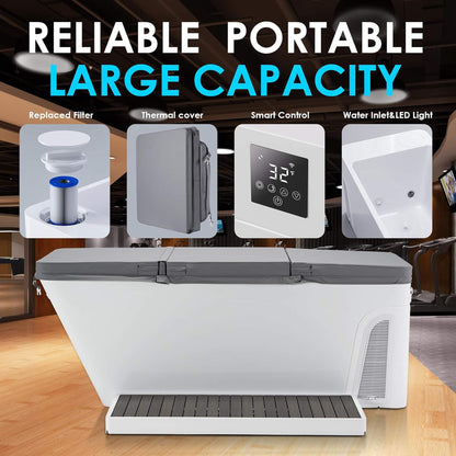 Smart 1-Piece Freestanding Cold Plunge Tub with Integrated Water Chiller