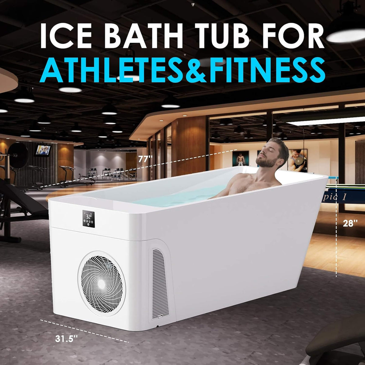 Smart 1-Piece Freestanding Cold Plunge Tub with Integrated Water Chiller