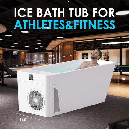 Smart 1-Piece Freestanding Cold Plunge Tub with Integrated Water Chiller