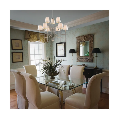 5-Light Chrome Chandelier with Fabric Shade