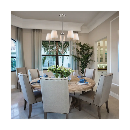 5-Light Chrome Chandelier with Fabric Shade