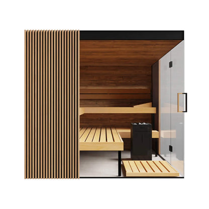 ThermaSol Aalto 4-Person Indoor Semi-Panoramic Glass Sauna Cabin